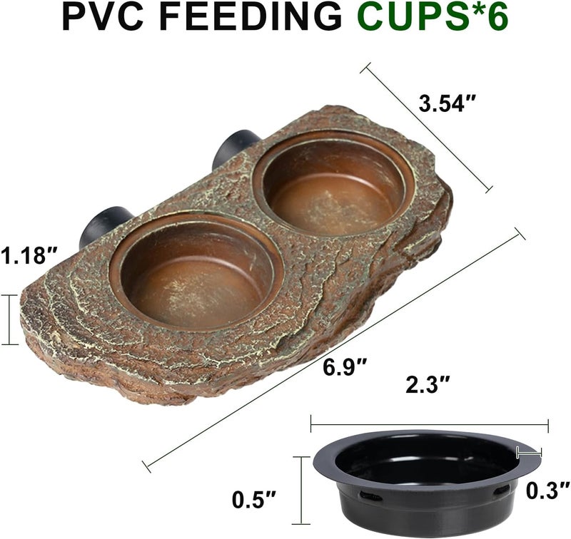 Oiibo Magnetic Reptile Feeder Ledge, Crested Gecko Feeding Ledge with 6PCS Food Cups Reptile Food Dish Water Bowl Tank Accessories for Bearded Dragon Chameleon Lizard Snake - Image 2